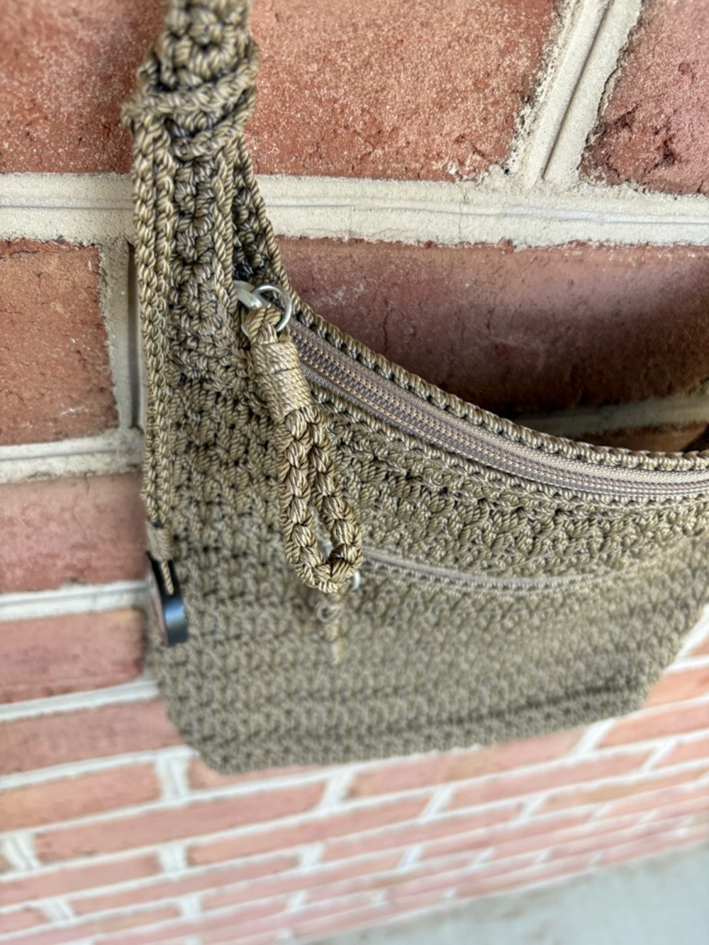 The Sak Woven Crochet Crossbody Bag in Taupe - Picture 6 of 8